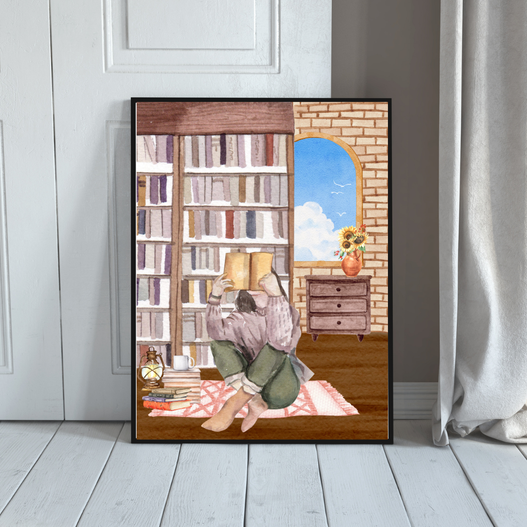 Cozy Book Lover Wall Art – Digital Download | Printable Library Decor