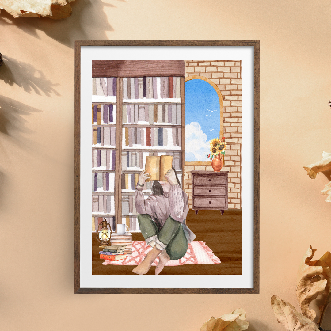 Cozy Book Lover Wall Art – Digital Download | Printable Library Decor