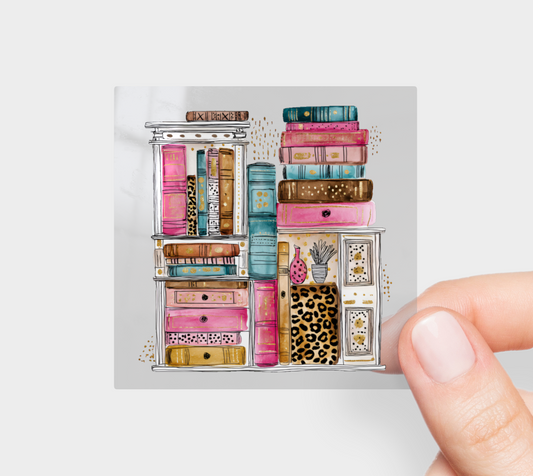 Colorful Bookcase Sticker – Cute & Whimsical Bookshelf Vinyl