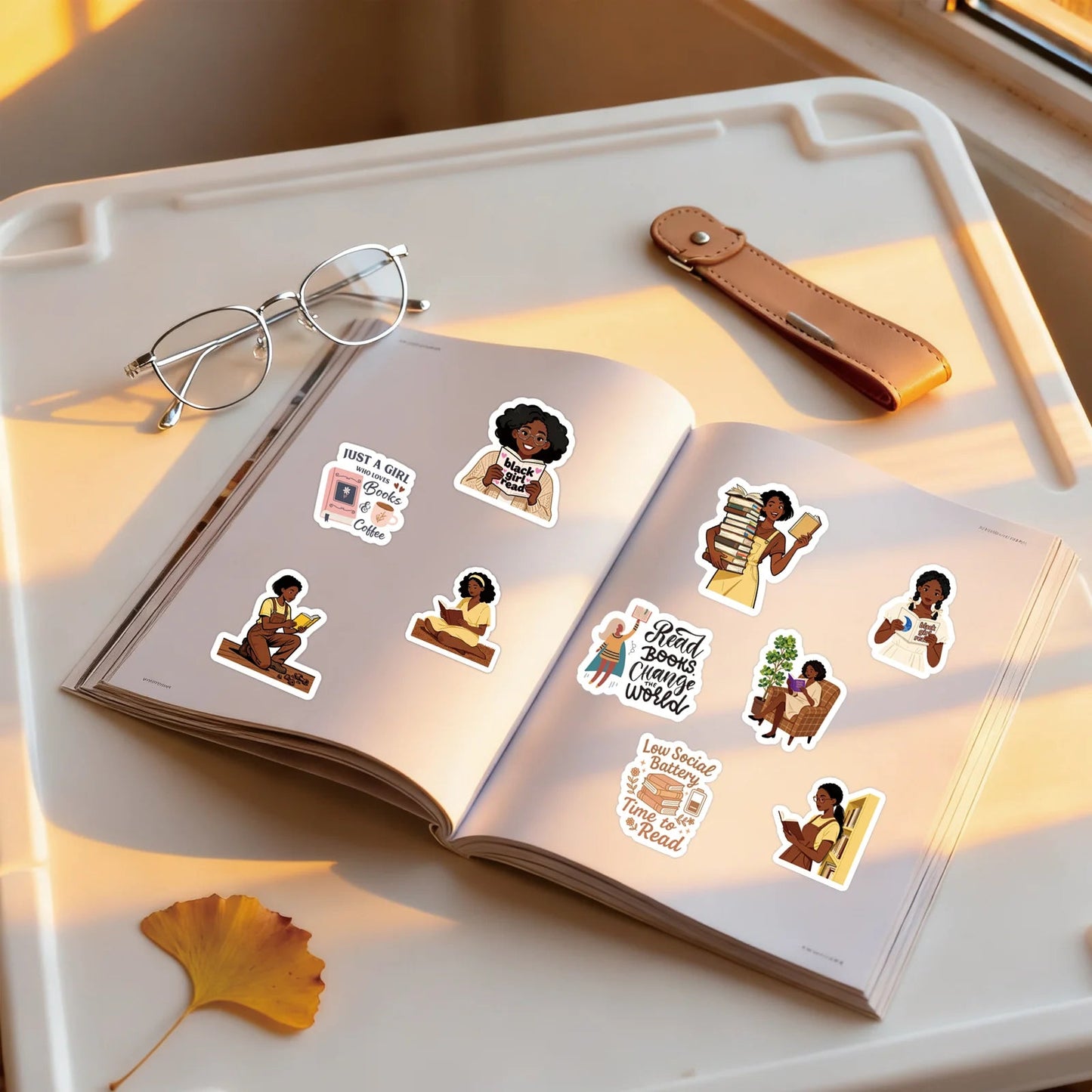 50PCS Black Girls Bookish Stickers for Bookworm Reading Stickers Book | book lover gift box by NovelTeas