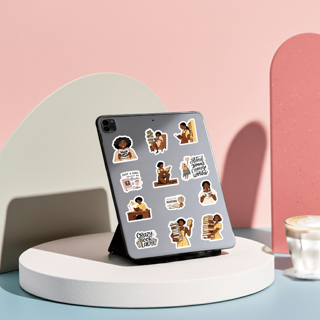 50PCS Black Girls Bookish Stickers for Bookworm Reading Stickers Book | book lover gift box by NovelTeas