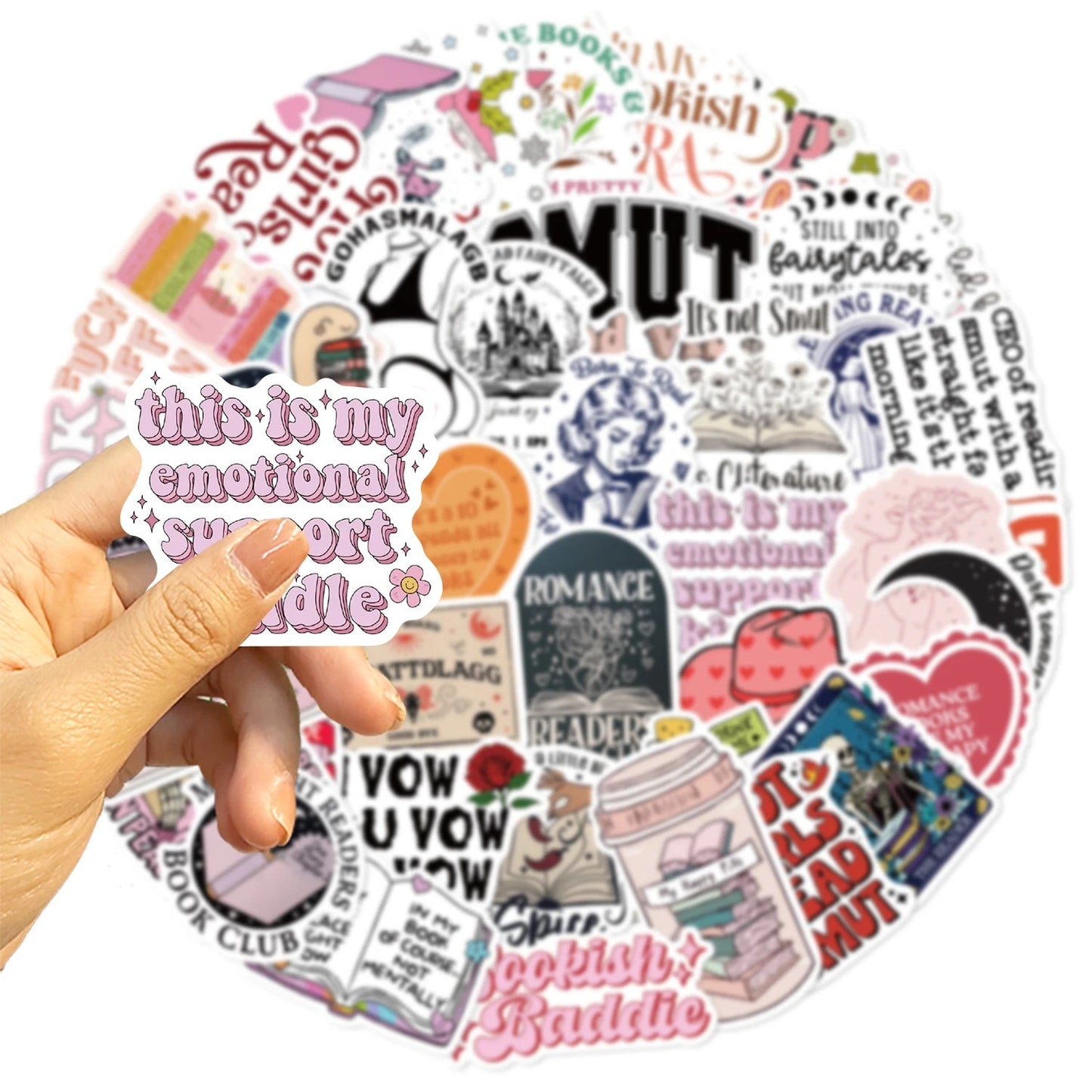 50Pcs Book Lover Bookish Waterproof Stickers for Computers Mobile | book lover gift box by NovelTeas