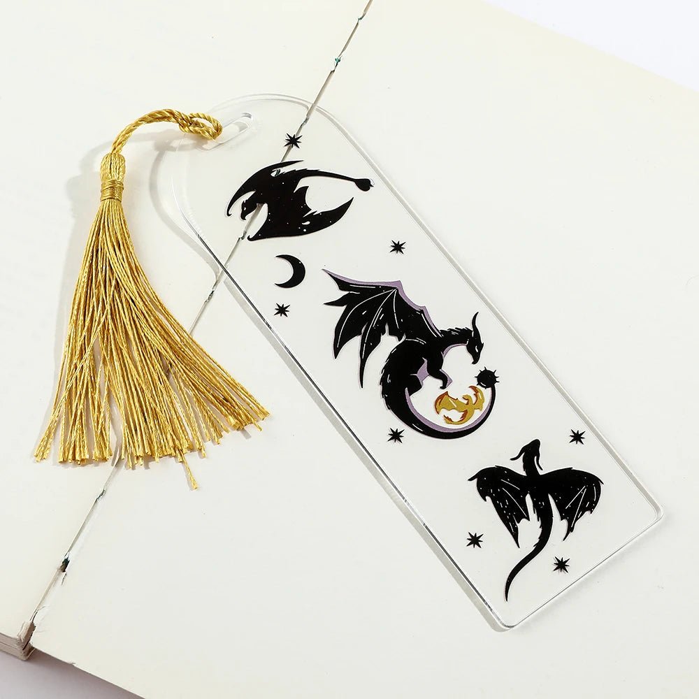 Anime Black Dragon Bookmarks Collection Gift for Book Lovers Acrylic | book lover gift box by NovelTeas