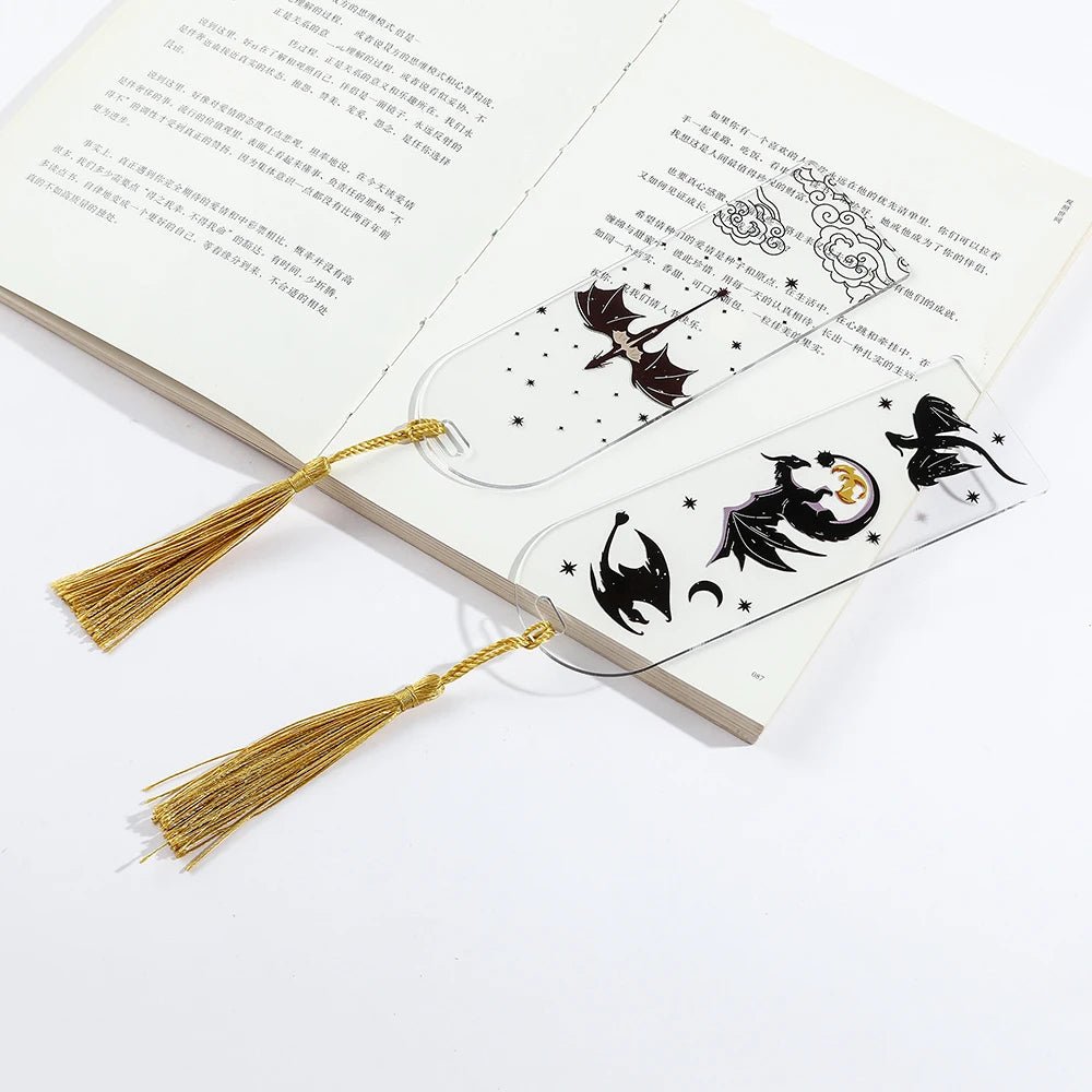 Anime Black Dragon Bookmarks Collection Gift for Book Lovers Acrylic | book lover gift box by NovelTeas