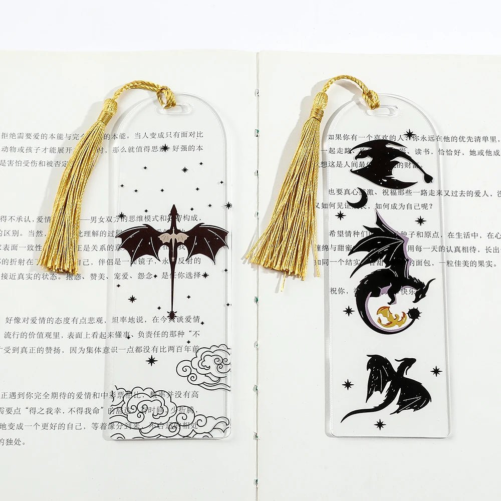 Anime Black Dragon Bookmarks Collection Gift for Book Lovers Acrylic | book lover gift box by NovelTeas