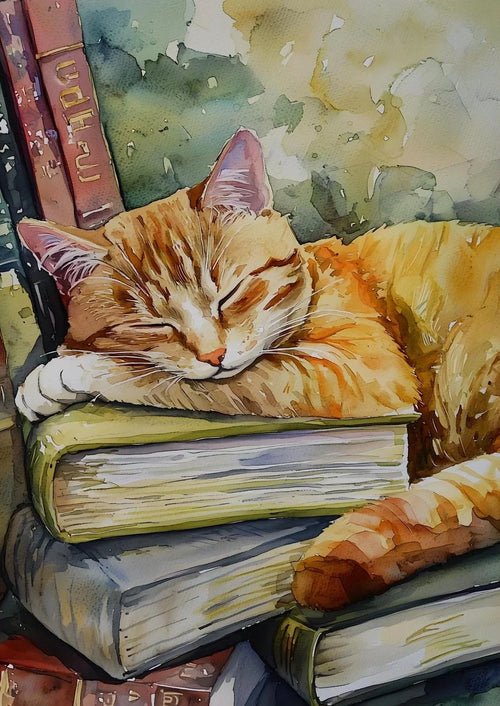 Canvas Painting Cute Cat and Book Poster Victorian Moody Bookish Stack | book lover gift box by NovelTeas