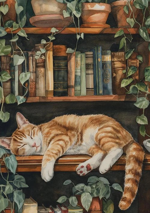 Canvas Painting Cute Cat and Book Poster Victorian Moody Bookish Stack | book lover gift box by NovelTeas