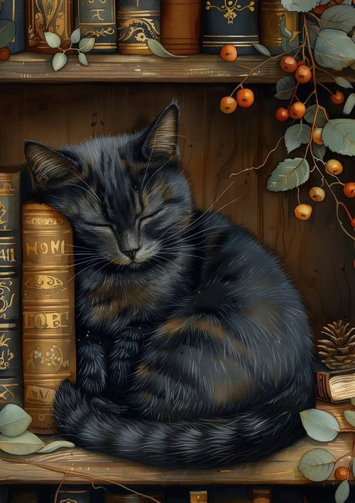 Canvas Painting Cute Cat and Book Poster Victorian Moody Bookish Stack | book lover gift box by NovelTeas