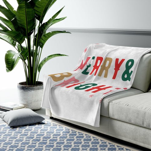 Christmas Holiday Merry & Bright Plush Blanket Throw | book lover gift box by NovelTeas