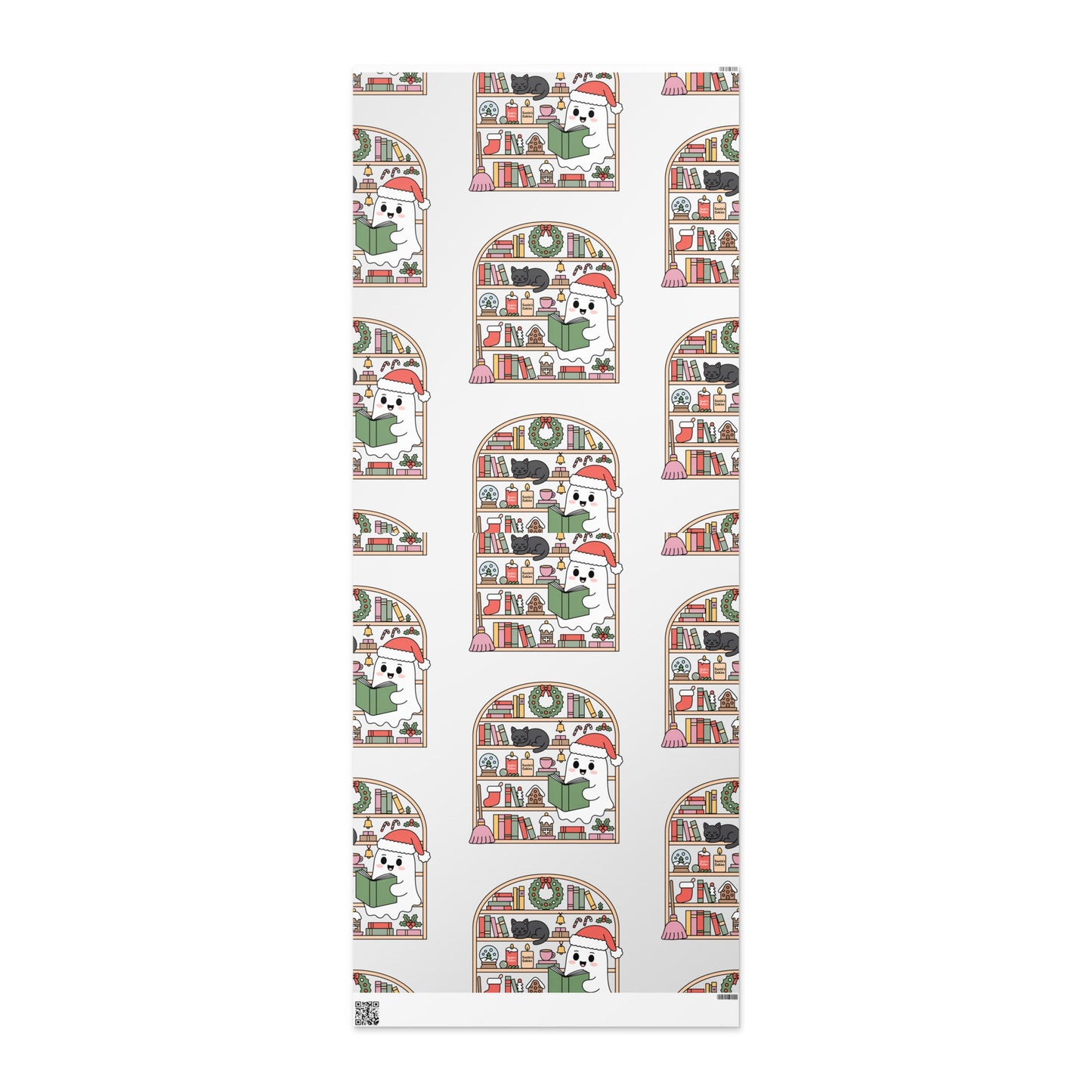 Cozy Christmas Ghost Wrapping Paper – Holiday Book Lover Design | book lover gift box by NovelTeas