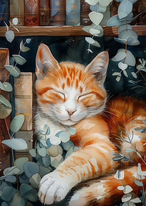 Cute Cat and Book Poster Victorian Moody Bookish Stack Books Canvas | book lover gift box by NovelTeas