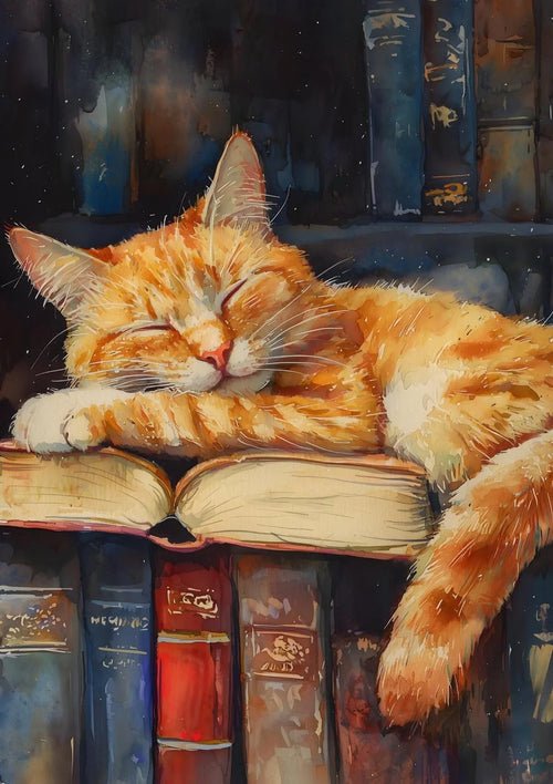 Cute Cat and Book Poster Victorian Moody Bookish Stack Books Canvas | book lover gift box by NovelTeas