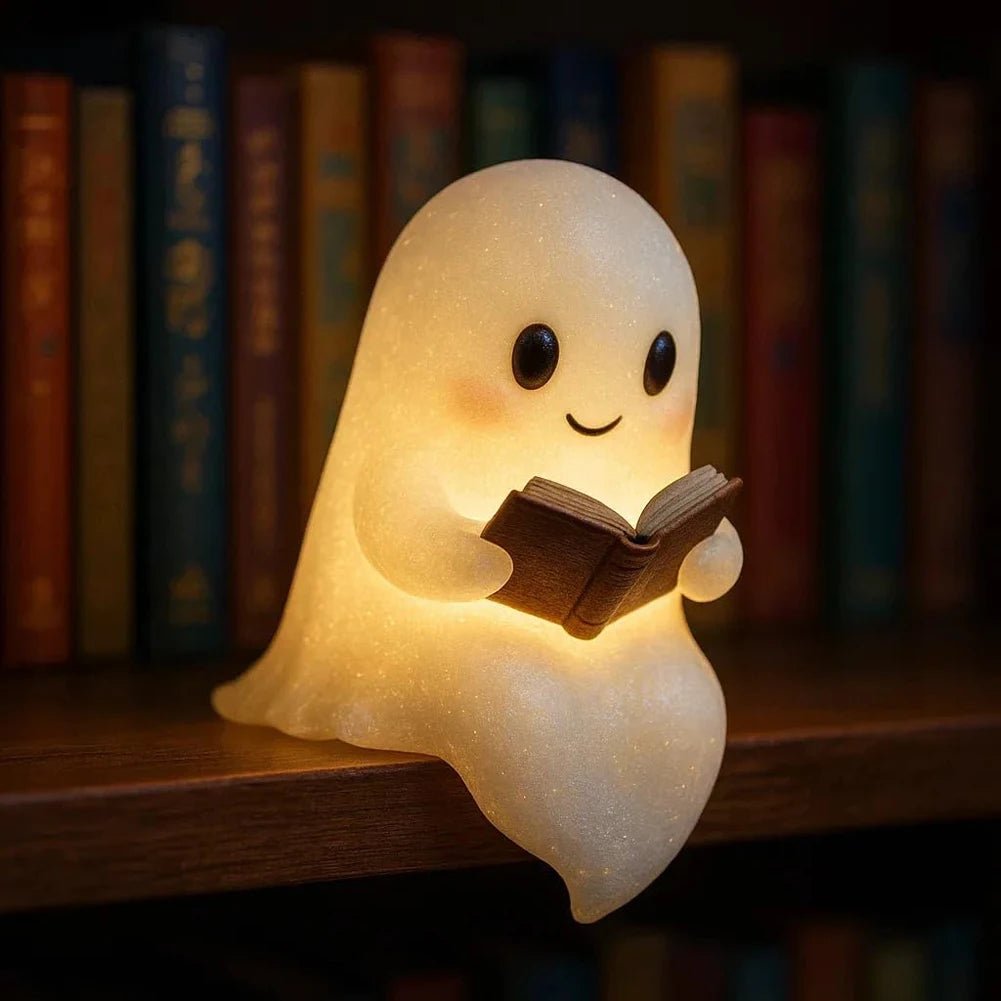 Cute Ghost Reading Lamp Halloween 3D LED Night Light Spooky Desk Light | book lover gift box by NovelTeas