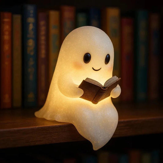 Cute Ghost Reading Lamp Halloween 3D LED Night Light Spooky Desk Light | book lover gift box by NovelTeas