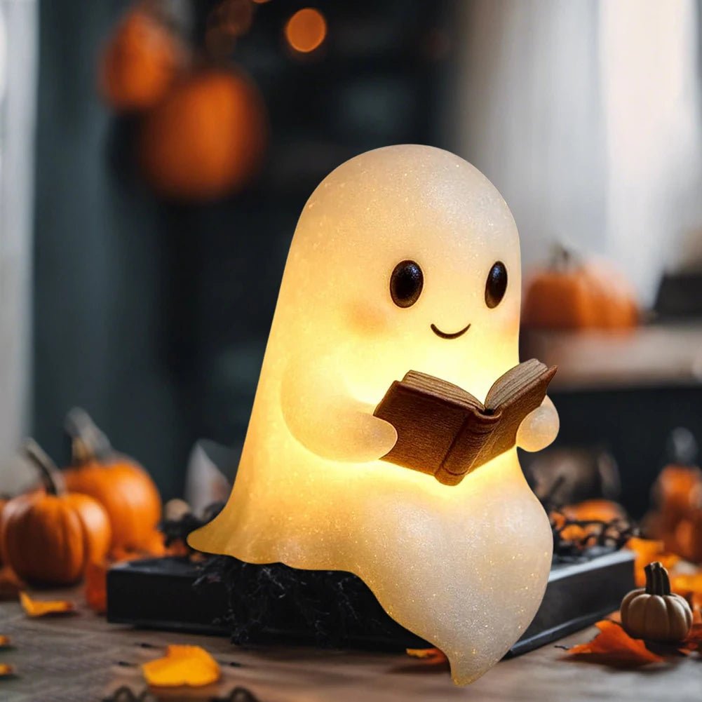 Cute Ghost Reading Lamp Halloween 3D LED Night Light Spooky Desk Light | book lover gift box by NovelTeas