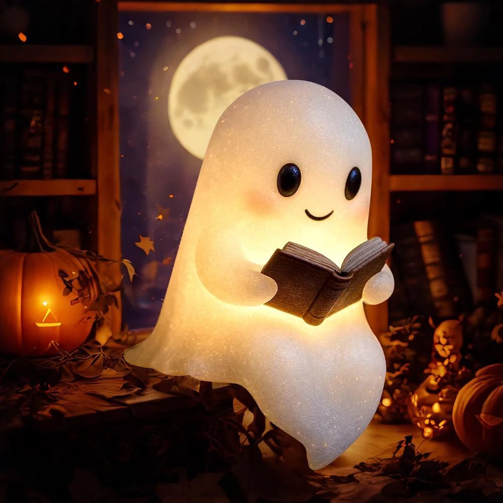 Cute Ghost Reading Lamp Halloween 3D LED Night Light Spooky Desk Light | book lover gift box by NovelTeas