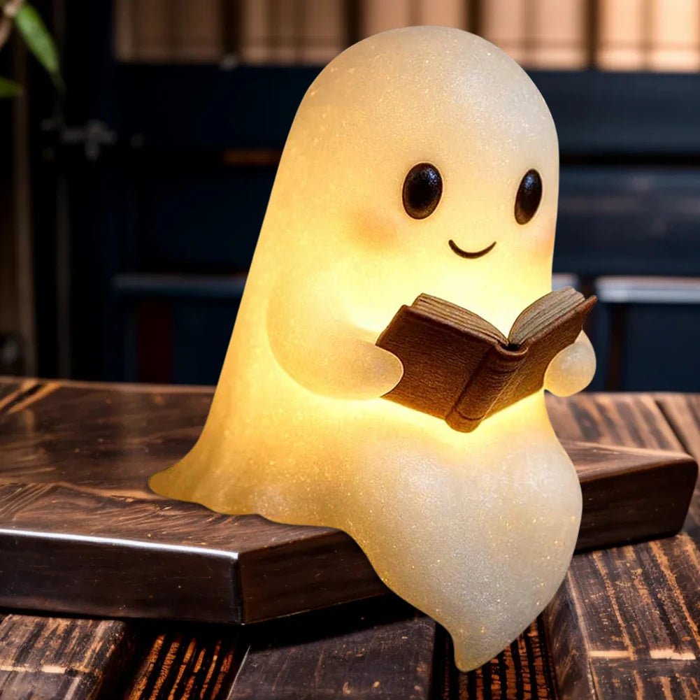 Cute Ghost Reading Lamp Halloween 3D LED Night Light Spooky Desk Light | book lover gift box by NovelTeas