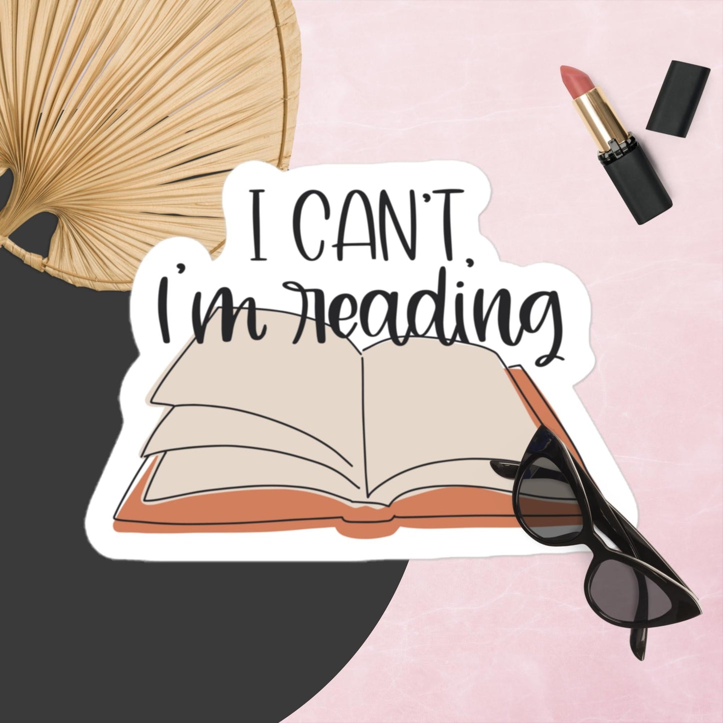 “I Can’t, I’m Reading” Kiss - Cut Vinyl Sticker – Book Lover Quote Decal | book lover gift box by NovelTeas