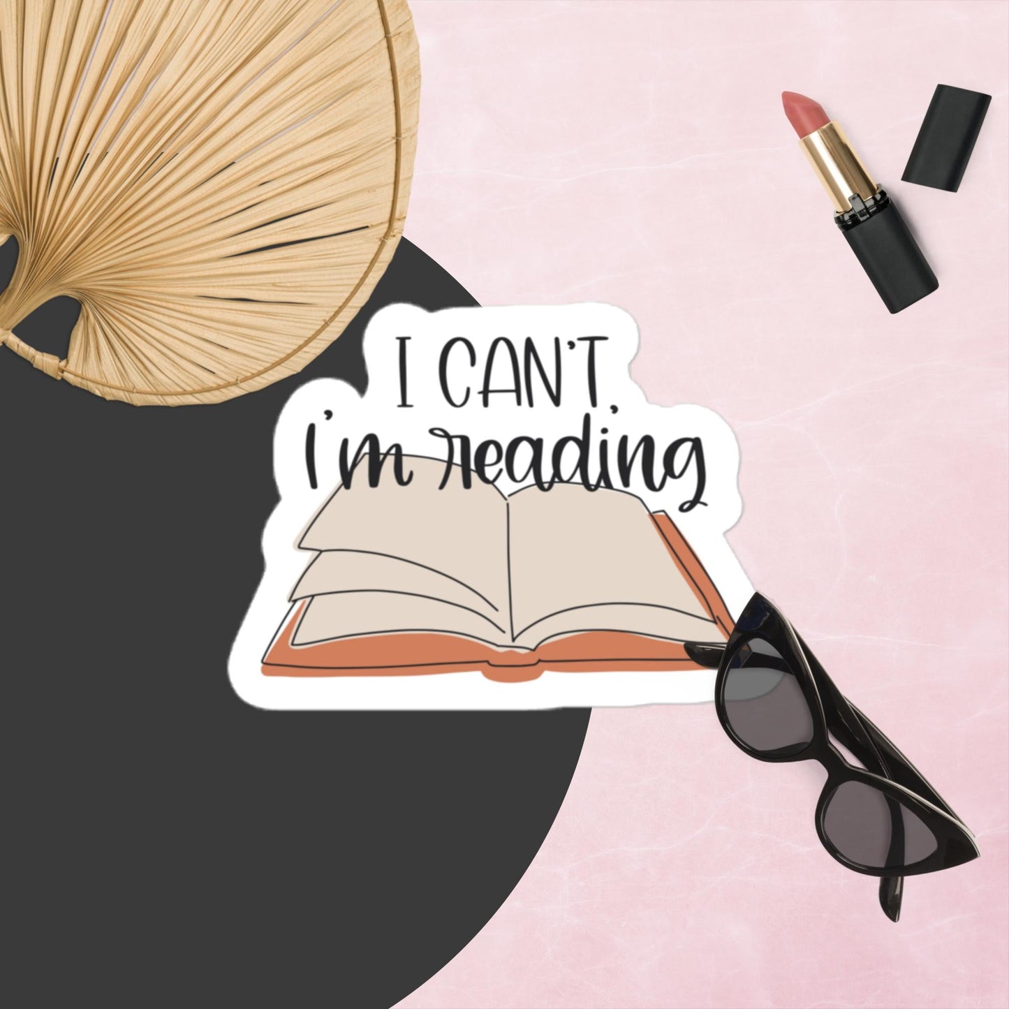 “I Can’t, I’m Reading” Kiss - Cut Vinyl Sticker – Book Lover Quote Decal | book lover gift box by NovelTeas