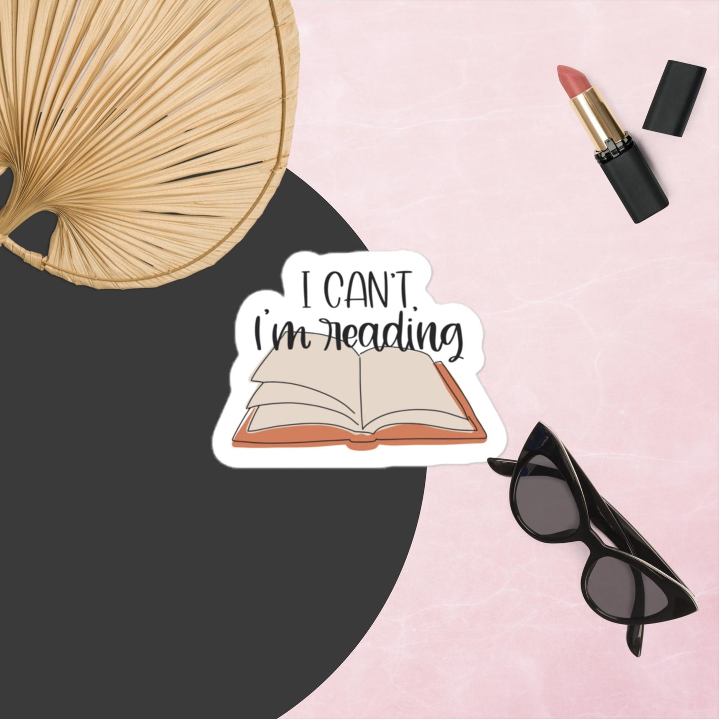 “I Can’t, I’m Reading” Kiss - Cut Vinyl Sticker – Book Lover Quote Decal | book lover gift box by NovelTeas