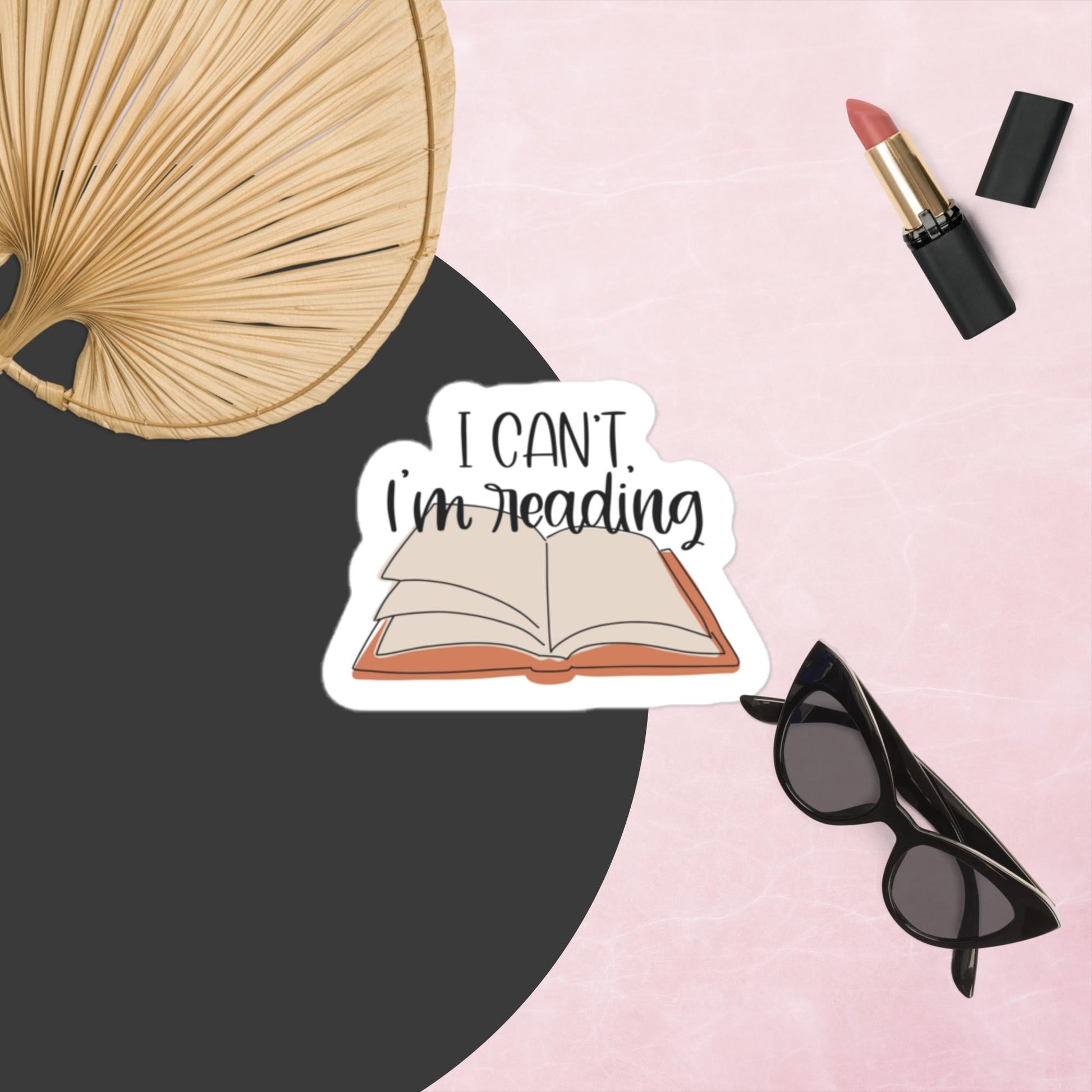 “I Can’t, I’m Reading” Kiss - Cut Vinyl Sticker – Book Lover Quote Decal | book lover gift box by NovelTeas