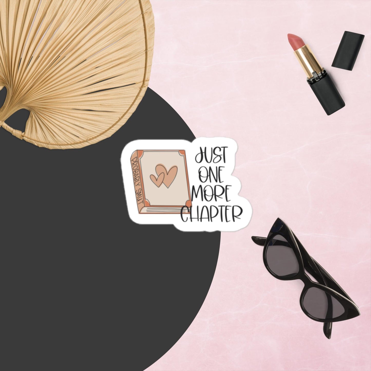 “Just One More Chapter” Kiss - Cut Vinyl Sticker – Book Lover Reading Quote Decal | book lover gift box by NovelTeas