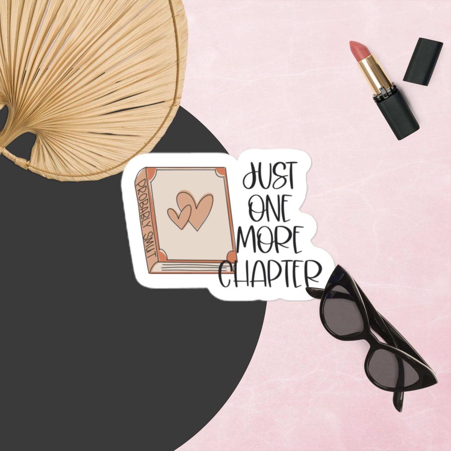 “Just One More Chapter” Kiss - Cut Vinyl Sticker – Book Lover Reading Quote Decal | book lover gift box by NovelTeas