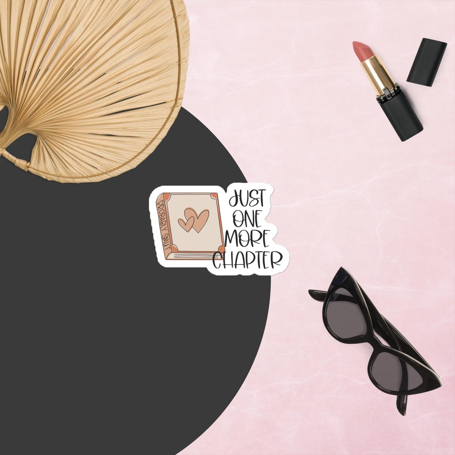 “Just One More Chapter” Kiss - Cut Vinyl Sticker – Book Lover Reading Quote Decal | book lover gift box by NovelTeas