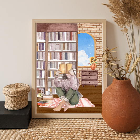 Cozy Book Lover Wall Art – Digital Download | Printable Library Decor