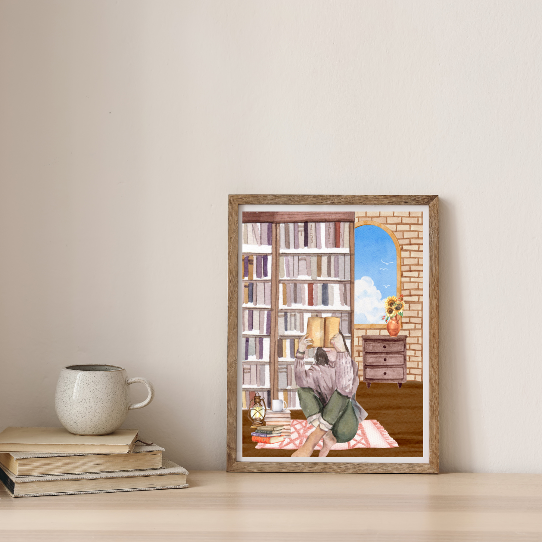 Cozy Book Lover Wall Art – Digital Download | Printable Library Decor