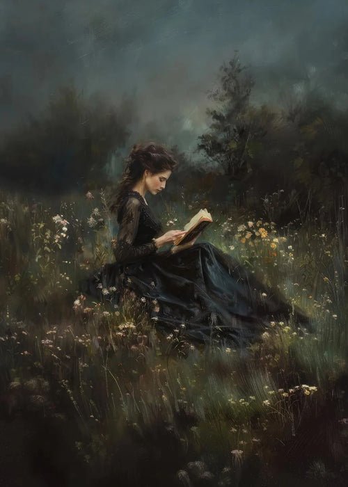 Victorian Woman Reading Bookish Swans Crow Poster Moth White Roses | book lover gift box by NovelTeas