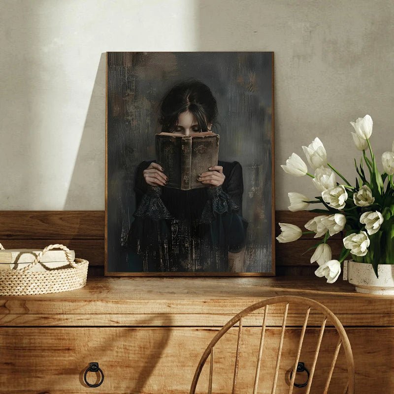 Victorian Woman Reading Bookish Swans Crow Poster Moth White Roses | book lover gift box by NovelTeas