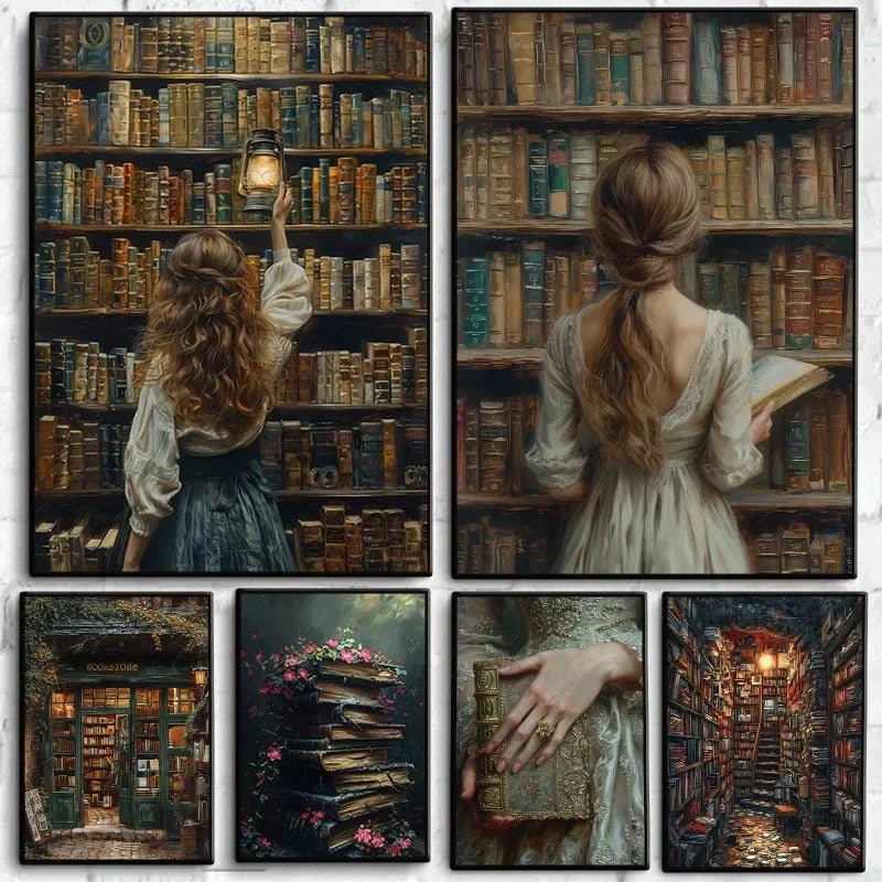 Vintage Bookstore Poster Dark Academia Floral Witchy Book Flower | book lover gift box by NovelTeas