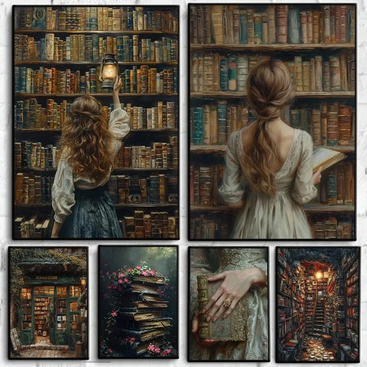 Vintage Bookstore Poster Dark Academia Floral Witchy Book Flower | book lover gift box by NovelTeas