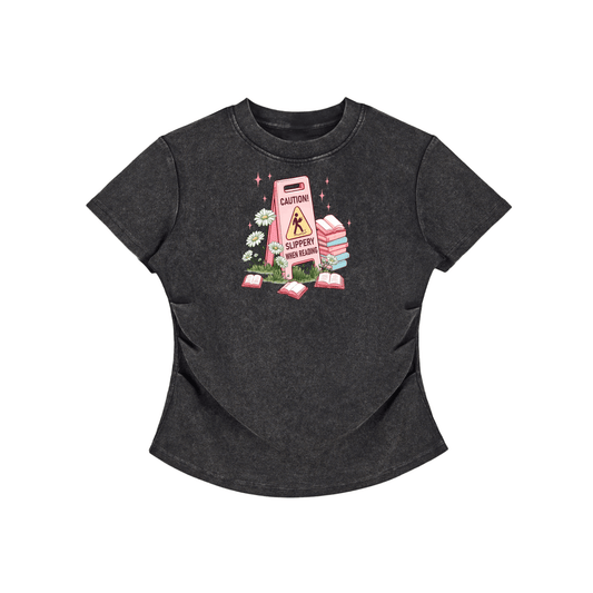 Vintage Washed Bodycon Cotton T-Shirt | book lover gift box by NovelTeas